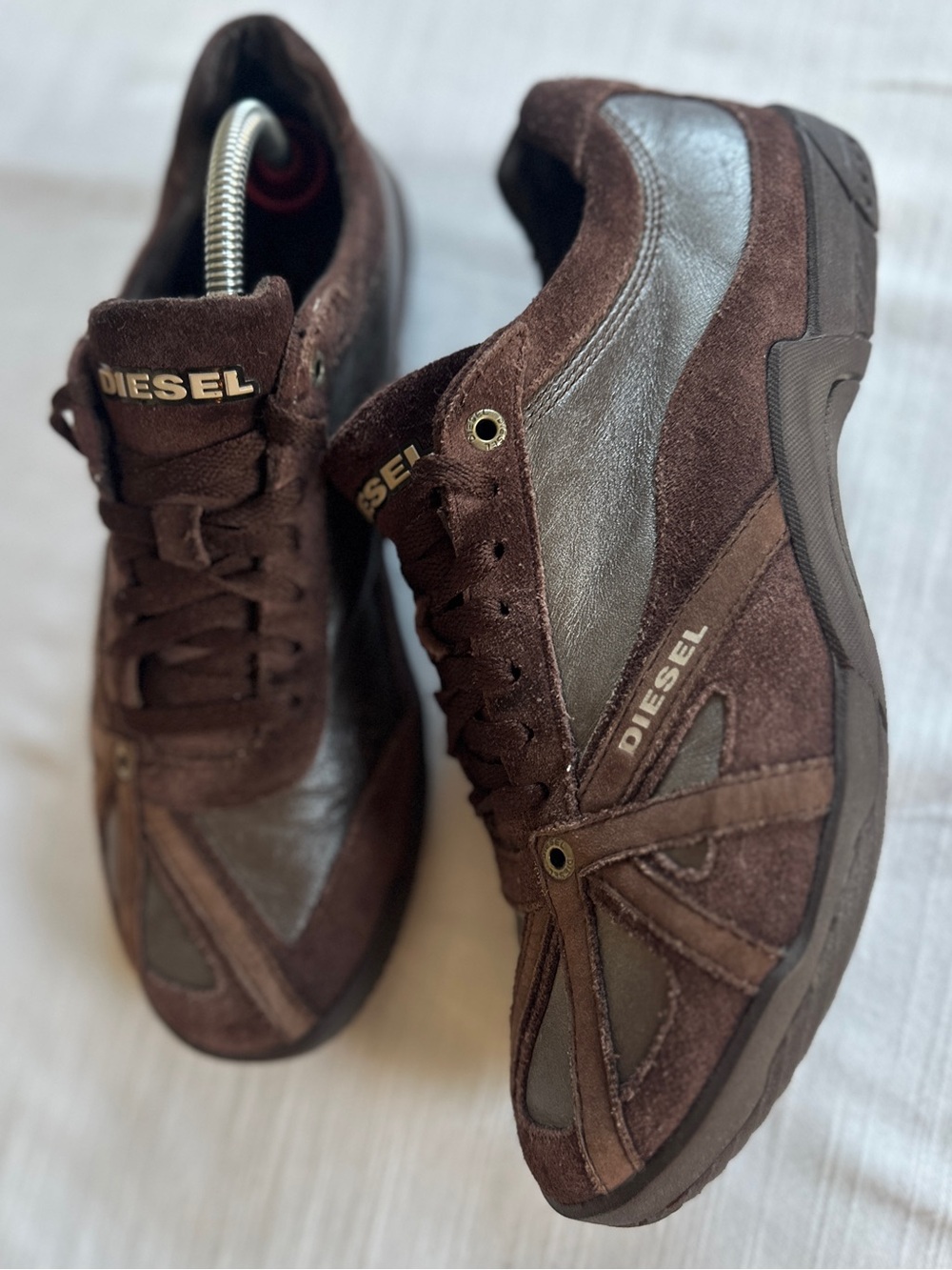 DIESEL vintage Y2K “Move-In W” Archival Leather Driving Sneakers Brown | 8